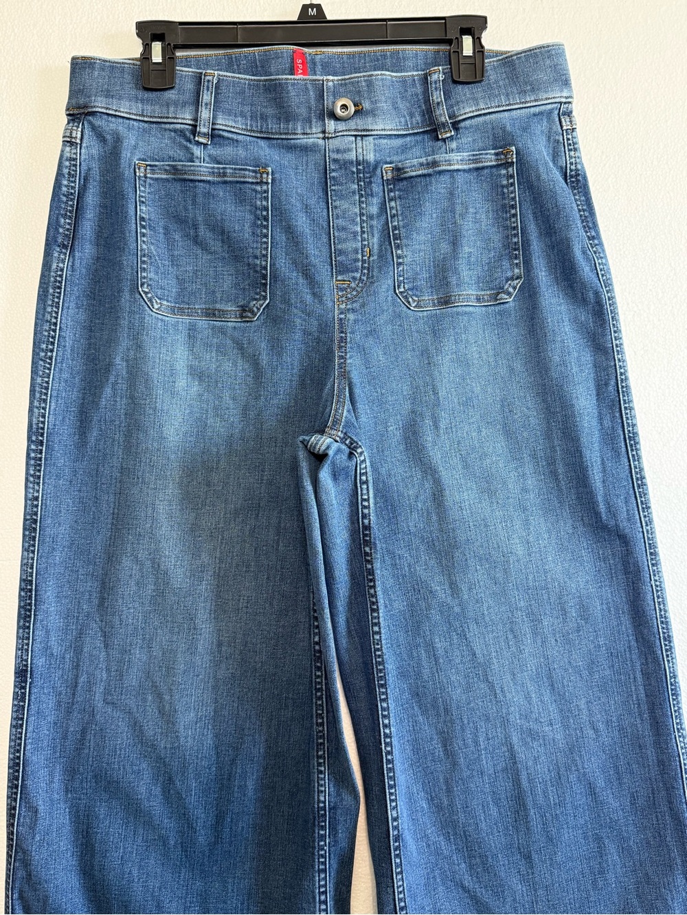 Spanx High Rise Cropped Wide Leg Jeans Blue Wash Women Size XL - Picture 4 of 13